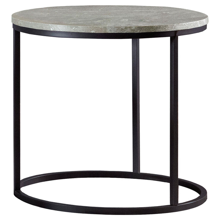 Lainey Faux Marble Round Top End Table Grey and Gunmetal - Just Furniture (PA) - Multi Location