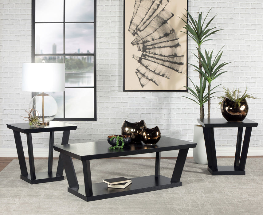 Aminta 3-piece Occasional Set with Open Shelves Black - Just Furniture (PA) - Multi Location