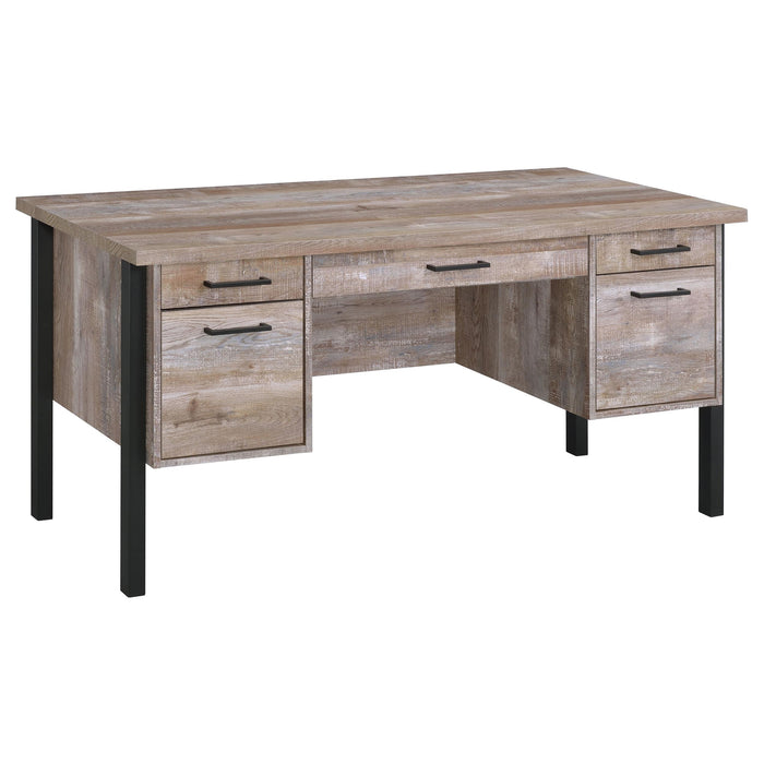 Samson 4-drawer Office Desk Weathered Oak - Just Furniture (PA) - Multi Location