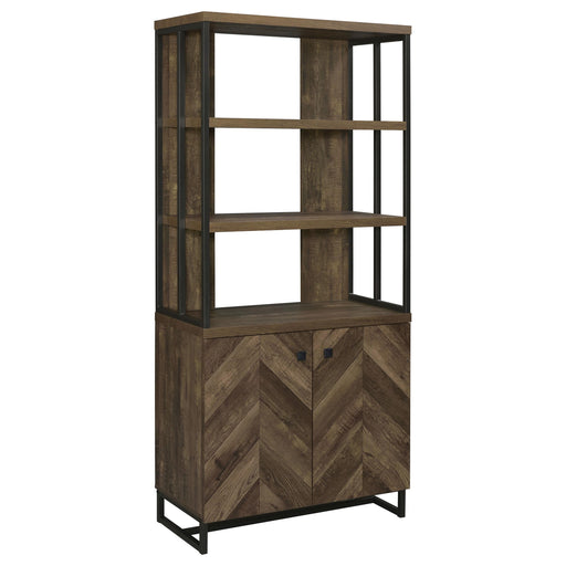 Millbrook 2-door Bookcase Rustic Oak Herringbone and Gunmetal - Just Furniture (PA) - Multi Location