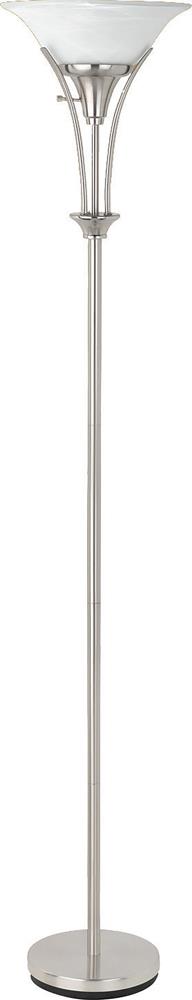 Archie Floor Lamp with Frosted Ribbed Shade Brushed Steel - Just Furniture (PA) - Multi Location