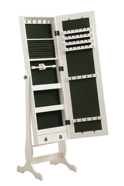Batista Jewelry Cheval Mirror with Drawers White - Just Furniture (PA) - Multi Location