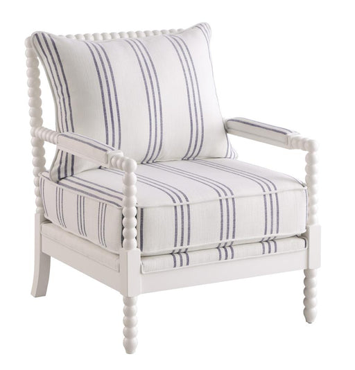 Blanchett Upholstered Accent Chair with Spindle Accent White and Navy - Just Furniture (PA) - Multi Location