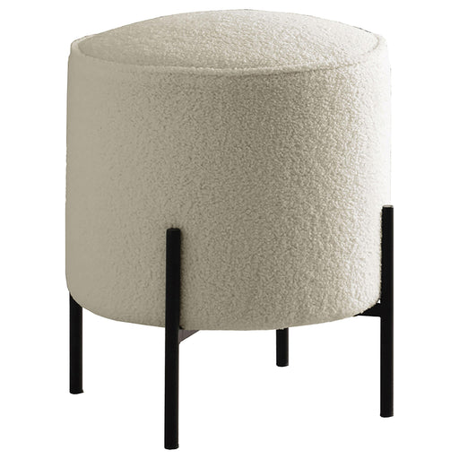 Basye Round Upholstered Ottoman Beige and Matte Black - Just Furniture (PA) - Multi Location