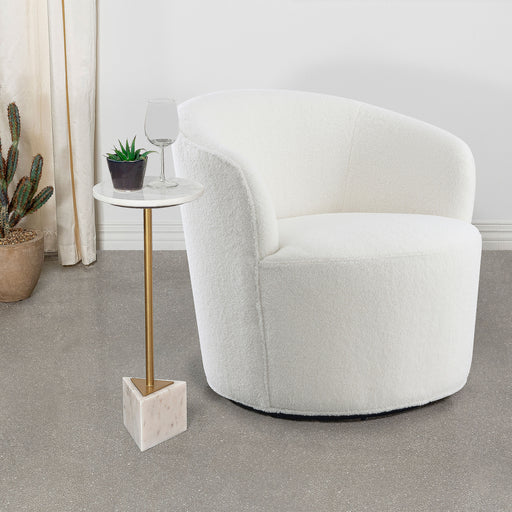 Joyce Upholstered Swivel Barrel Chair White - Just Furniture (PA) - Multi Location