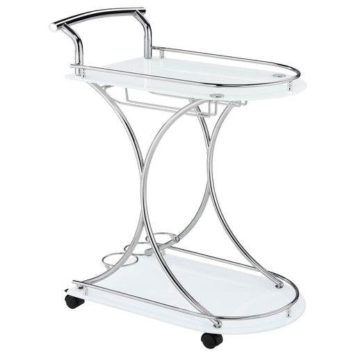 Elfman 2-shelve Serving Cart Chrome and White - Just Furniture (PA) - Multi Location