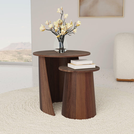 Yency 2-piece Round Mango Wood Nesting Table Set Dark Brown - Just Furniture (PA) - Multi Location