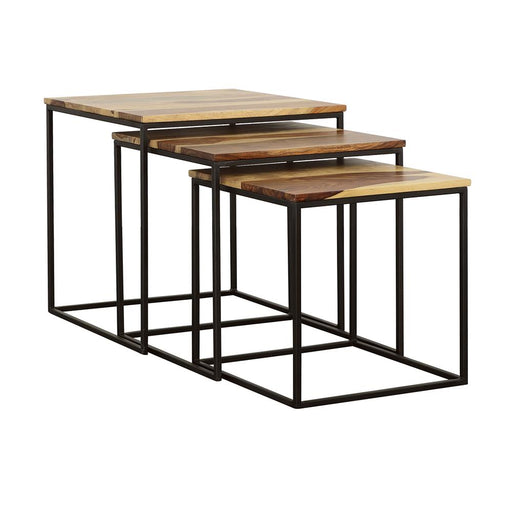 Belcourt 3-piece Square Nesting Tables Natural and Black - Just Furniture (PA) - Multi Location