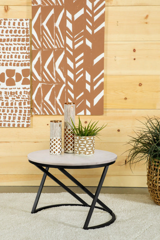 Miguel Round Accent Table with Marble Top White and Black - Just Furniture (PA) - Multi Location