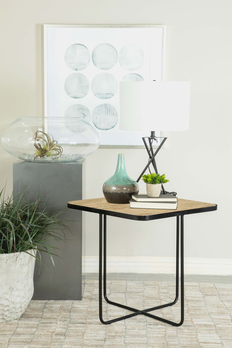 Elyna Square Accent Table Travertine and Black - Just Furniture (PA) - Multi Location