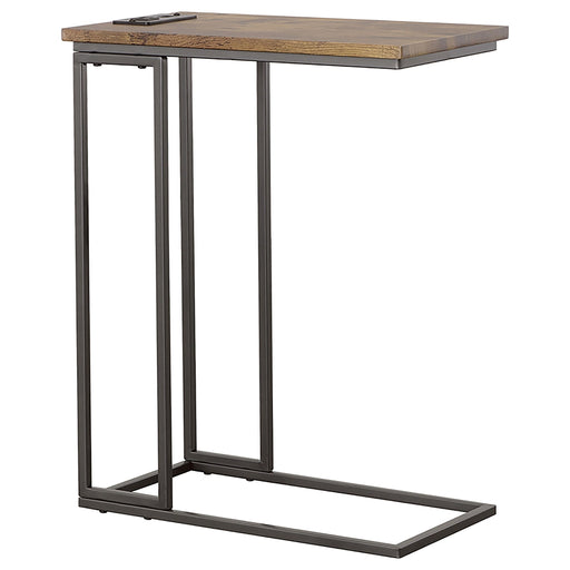 Rudy Snack Table with Power Outlet Gunmetal and Antique Brown - Just Furniture (PA) - Multi Location