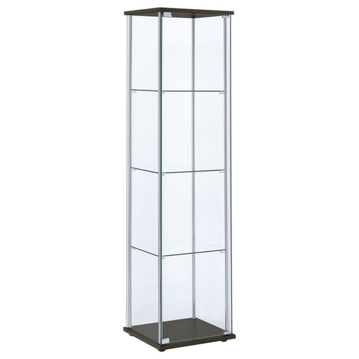Bellatrix Rectangular 4-shelf Curio Cabinet Cappuccino and Clear - Just Furniture (PA) - Multi Location