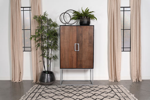Borman 2-door Bar Cabinet Wine Storage Walnut and Black - Just Furniture (PA) - Multi Location