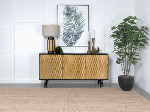 Aminah 3-door Wooden Accent Cabinet Natural and Black - Just Furniture (PA) - Multi Location