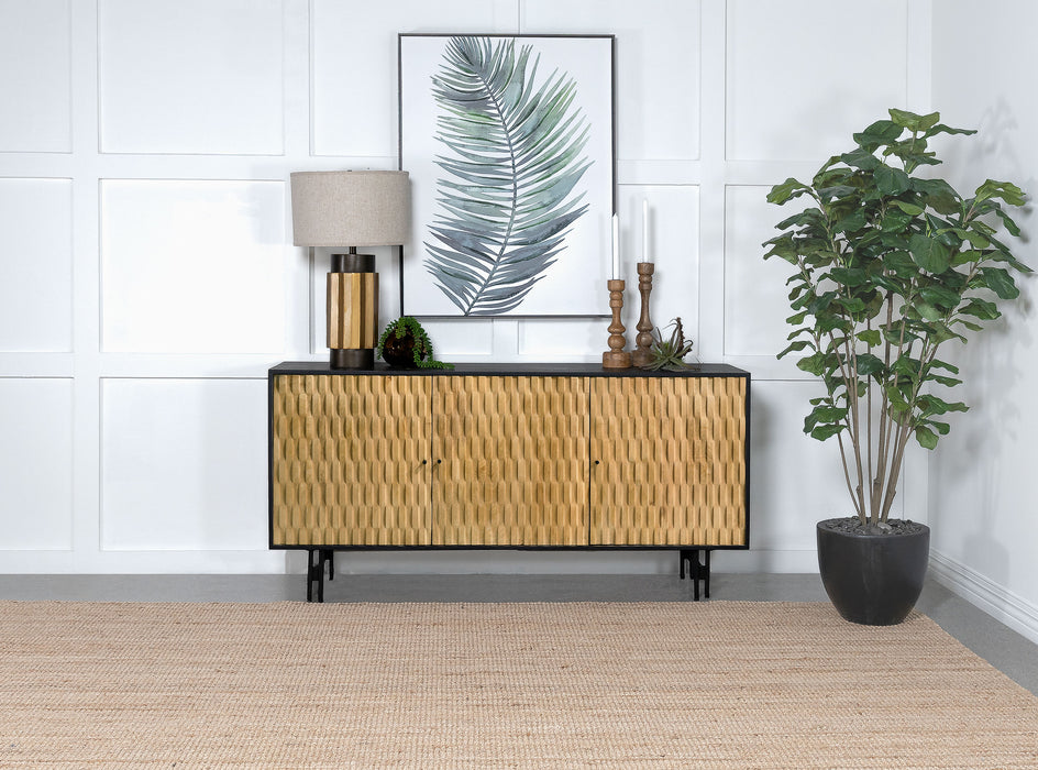 Aminah 3-door Wooden Accent Cabinet Natural and Black - Just Furniture (PA) - Multi Location
