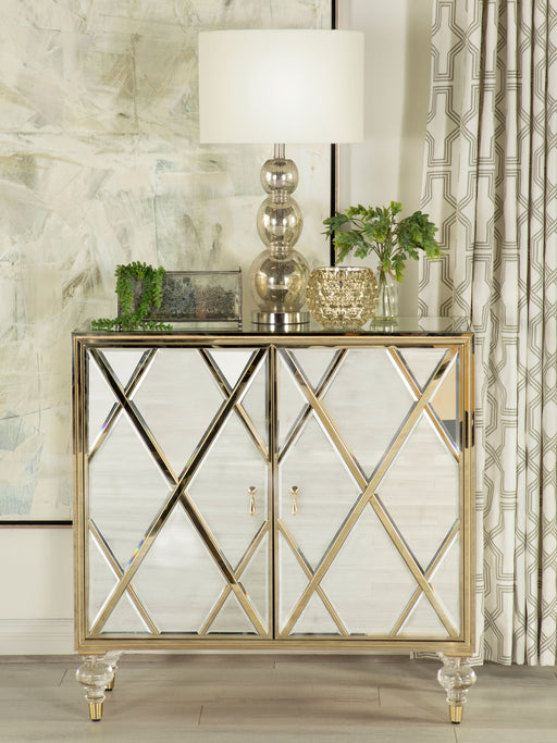 Astilbe 2-door Accent Cabinet Mirror and Champagne - Just Furniture (PA) - Multi Location