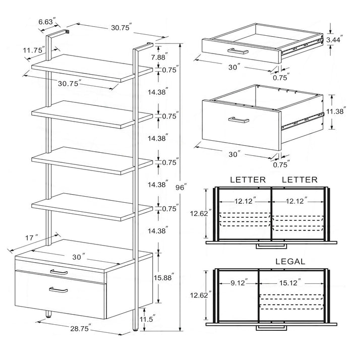 Owens 96-inch 4-shelf Storage Wall Bookshelf Walnut - Just Furniture (PA) - Multi Location