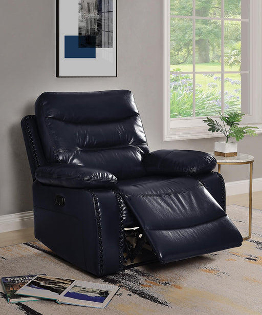 Aashi Navy Leather-Gel Match Recliner (Motion) - Just Furniture (PA) - Multi Location