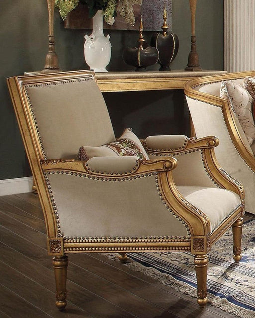 Acme Furniture Daesha Accent Chair in Tan Flannel & Antique Gold 50838 - Just Furniture (PA) - Multi Location