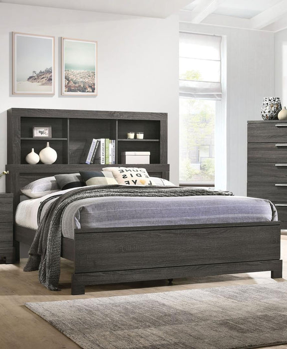 Acme Furniture Lantha Queen Bookcase Panel Bed in Grey Oak 22030Q - Just Furniture (PA) - Multi Location