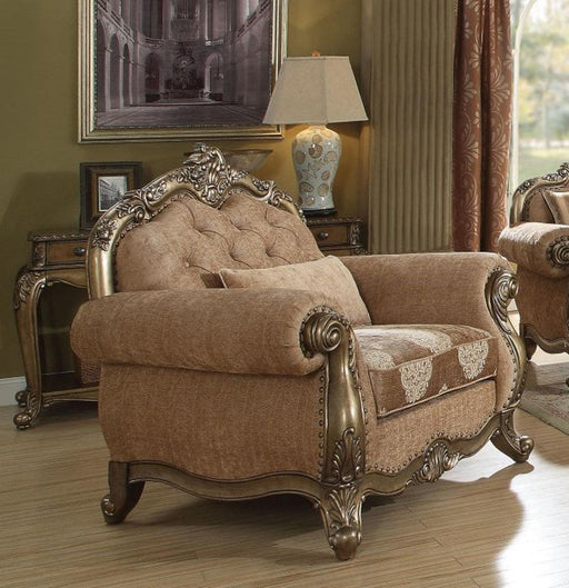 Acme Ragenardus Chair with 1 Pillow in Fabric & Vintage Oak 56032 - Just Furniture (PA) - Multi Location