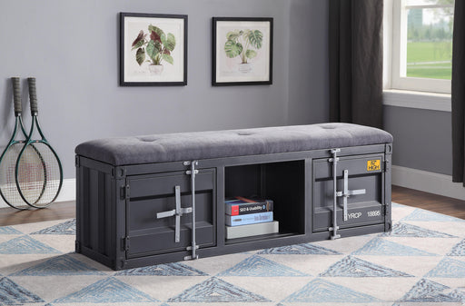 Cargo Gray Fabric & Gunmetal Bench (Storage) - Just Furniture (PA) - Multi Location