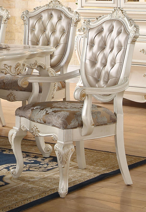 Chantelle Rose Gold PU & Pearl White Arm Chair - Just Furniture (PA) - Multi Location