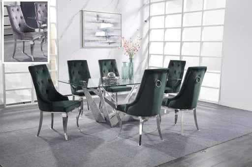 Dekel Clear Glass & Stainless Steel Dining Room Set - Just Furniture (PA) - Multi Location