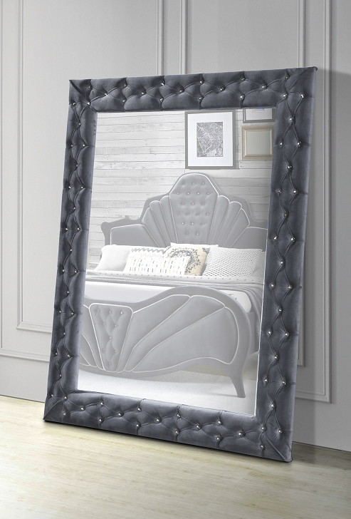 Dante Gray Velvet Accent Floor Mirror - Just Furniture (PA) - Multi Location