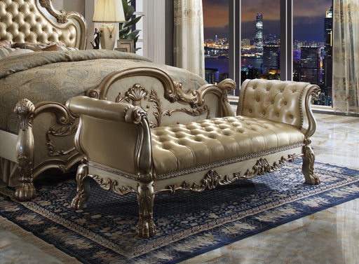 Dresden Bone PU & Gold Patina Bench - Just Furniture (PA) - Multi Location