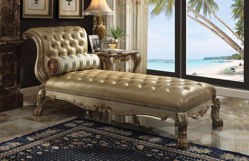 Dresden Bone PU & Gold Patina Chaise & Pillow - Just Furniture (PA) - Multi Location