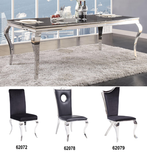 Fabiola Stainless Steel & Black Glass Dining Table - Just Furniture (PA) - Multi Location