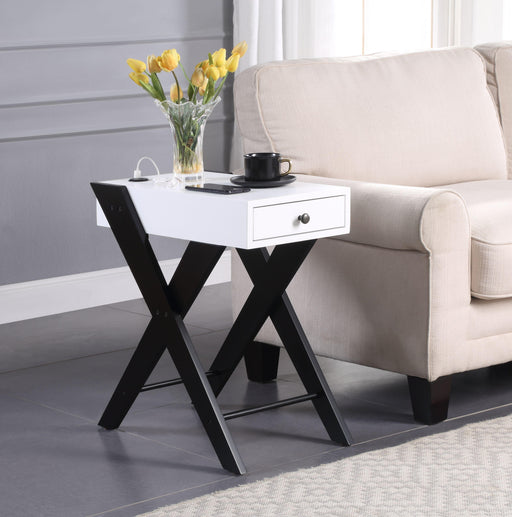 Fierce White & Black Side Table (USB Charging Dock) - Just Furniture (PA) - Multi Location
