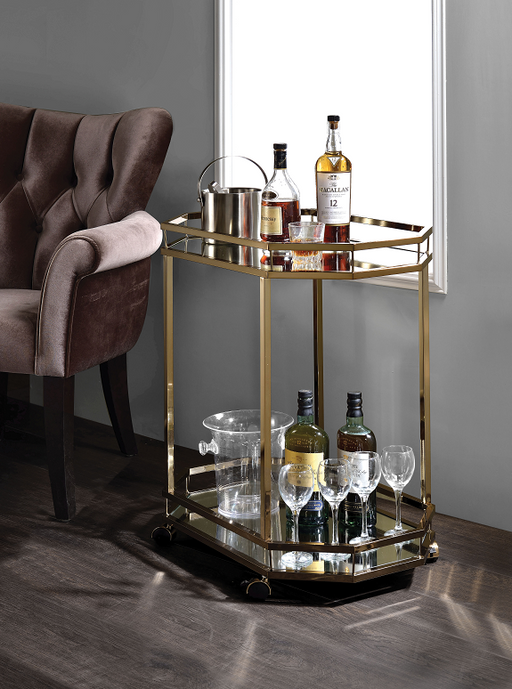 Lacole Champagne & Mirror Serving Cart - Just Furniture (PA) - Multi Location