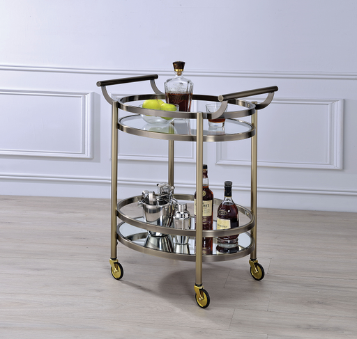 Lakelyn Brushed Bronze & Clear Glass Serving Cart - Just Furniture (PA) - Multi Location
