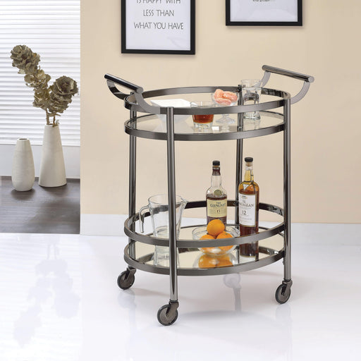 Lakelyn Black Nickel & Clear Glass Serving Cart - Just Furniture (PA) - Multi Location