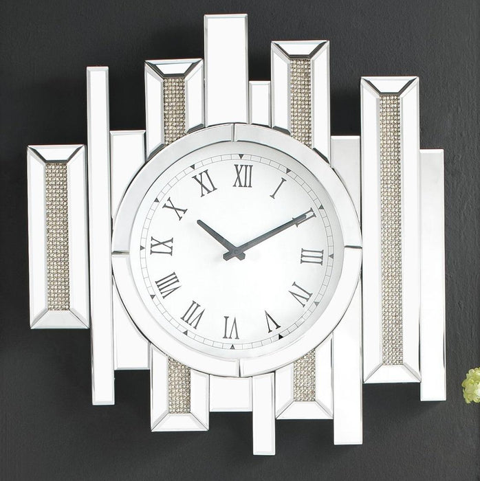 Lavina Mirrored & Faux Diamonds Wall Clock - Just Furniture (PA) - Multi Location
