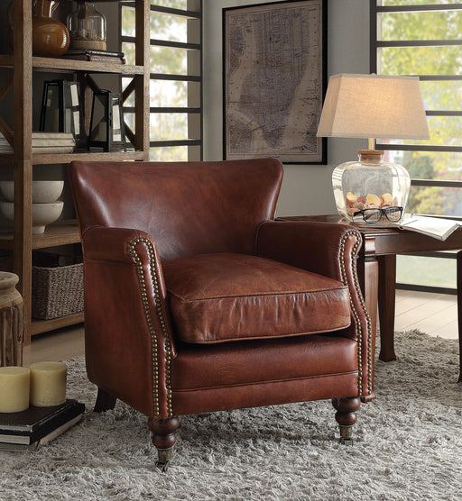 Leeds Vintage Dark Brown Top Grain Leather Accent Chair - Just Furniture (PA) - Multi Location