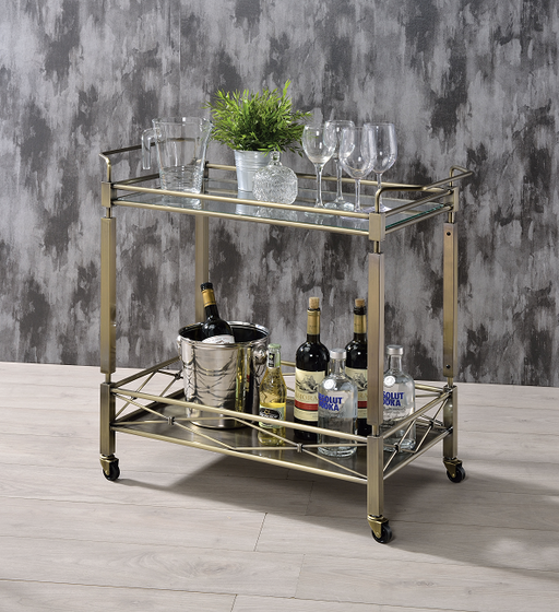 Matiesen Antique Gold & Clear Glass Serving Cart - Just Furniture (PA) - Multi Location