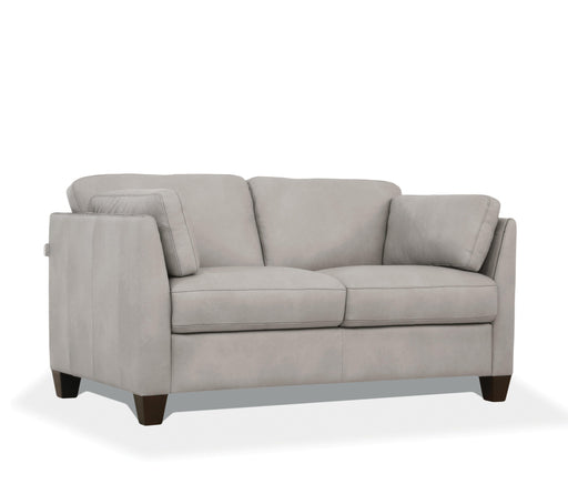 Matias Dusty White Leather Loveseat - Just Furniture (PA) - Multi Location
