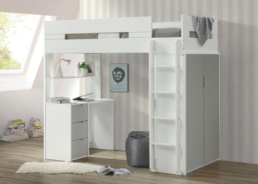 Nerice White & Gray Loft Bed - Just Furniture (PA) - Multi Location