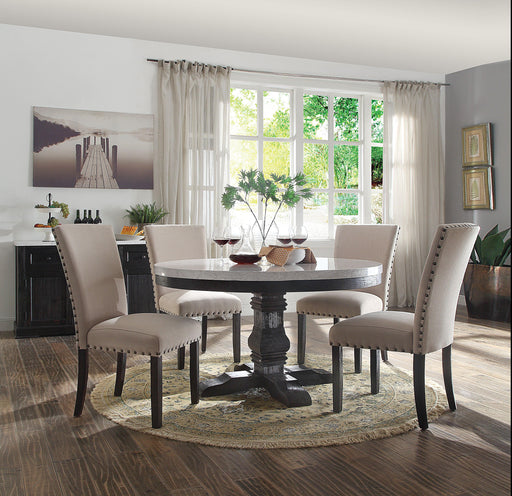 Nolan White Marble & Salvage Dark Oak Dining Table - Just Furniture (PA) - Multi Location