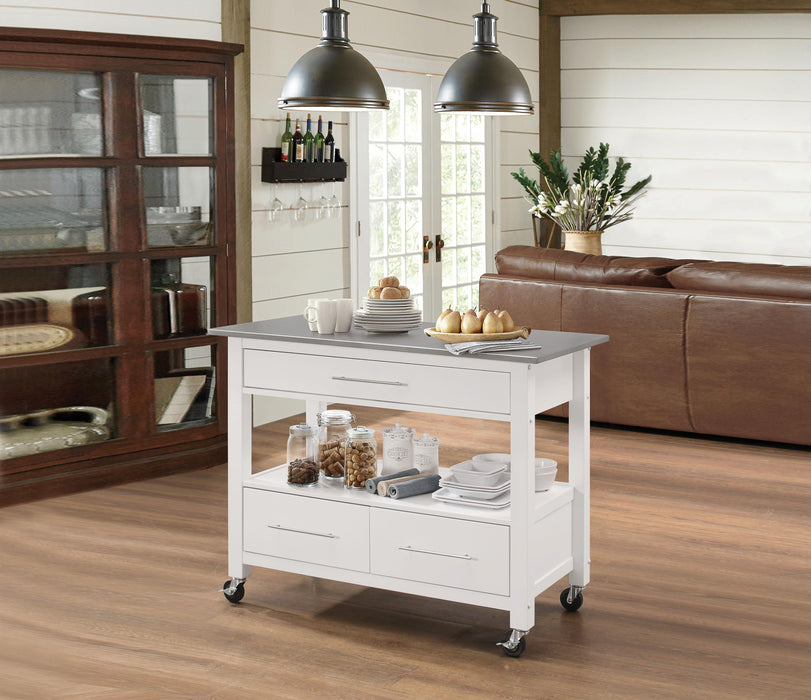 Ottawa Stainless Steel & White Kitchen Cart - Just Furniture (PA) - Multi Location
