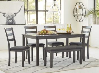 Bridson Dining Table and Chairs with Bench (Set of 6) - Just Furniture (PA) - Multi Location