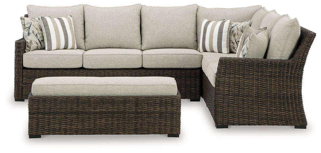 Brook Ranch Outdoor Sofa Sectional/Bench with Cushion (Set of 3) - Just Furniture (PA) - Multi Location