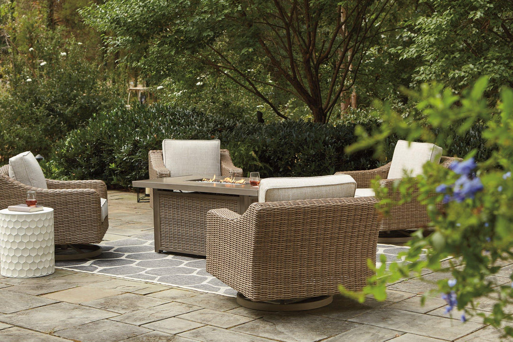 Beachcroft Beachcroft Fire Pit Table with Four Nuvella Swivel Lounge Chairs - Just Furniture (PA) - Multi Location