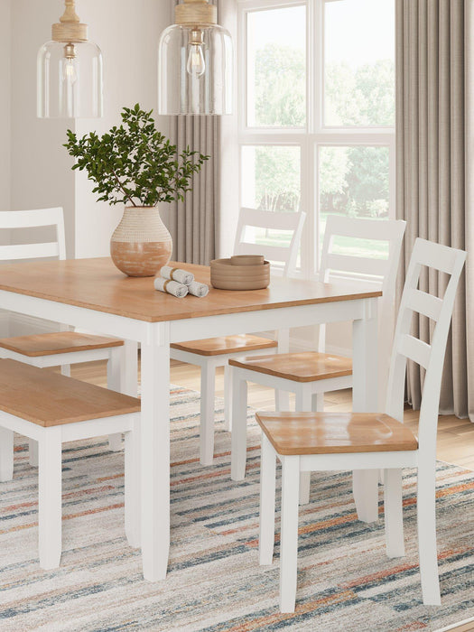 Gesthaven Dining Table with 4 Chairs and Bench (Set of 6) - Just Furniture (PA) - Multi Location