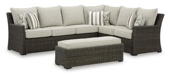 Brook Ranch Outdoor Sofa Sectional/Bench with Cushion (Set of 3) - Just Furniture (PA) - Multi Location
