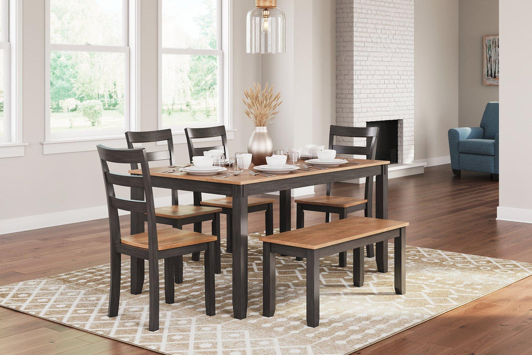 Gesthaven Dining Table with 4 Chairs and Bench (Set of 6) - Just Furniture (PA) - Multi Location