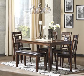 Bennox Dining Table and Chairs with Bench (Set of 6) - Just Furniture (PA) - Multi Location